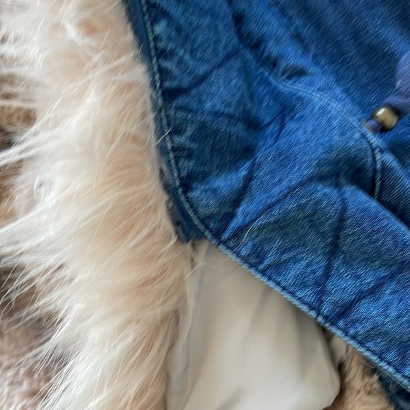Faux fur denim parka jacket Avec les filles